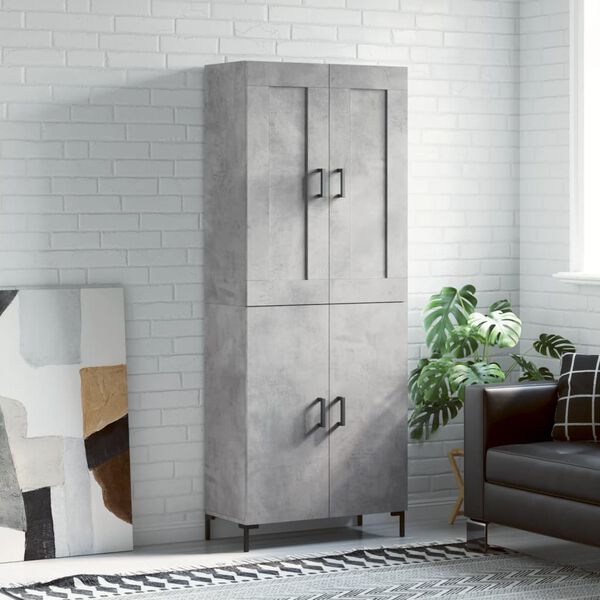 vidaXL Highboard betonggr&aring; 69,5x34x180 cm konstruert tre