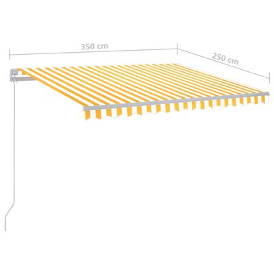 vidaXL Automatisk markise med LED og vindsensor 350x250 cm gul/hvit