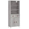 vidaXL Highboard grå sonoma 69,5x34x180 cm konstruert tre