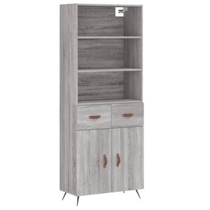 vidaXL Highboard gr&aring; sonoma 69,5x34x180 cm konstruert tre