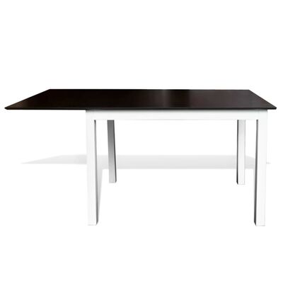 vidaXL Forlengende spisebord gummitre brun og hvit 150 cm