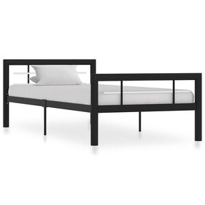 vidaXL Sengeramme svart og hvit metall 90x200 cm