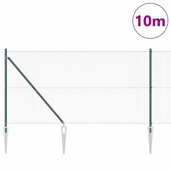 vidaXL Gjerdep&aring;le gr&oslash;nn 10 x 1,2 m (25 x 25 mm nett) St&aring;l og PVC