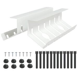vidaXL Bordplate for kabelh&aring;ndtering 2 stk. Hvit 44 x 11,5 x 13,5 cm