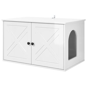 vidaXL Katt Hus Glanset Hvit 85 x 55 x 50,5 cm Konstruert tre