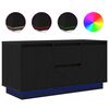 vidaXL TV-benk med LED-lys svart eik 100x41x50 cm