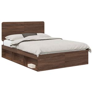 vidaXL Sengestamme med hodegjerde Brun Eik 140 x 200 cm Massiv furu