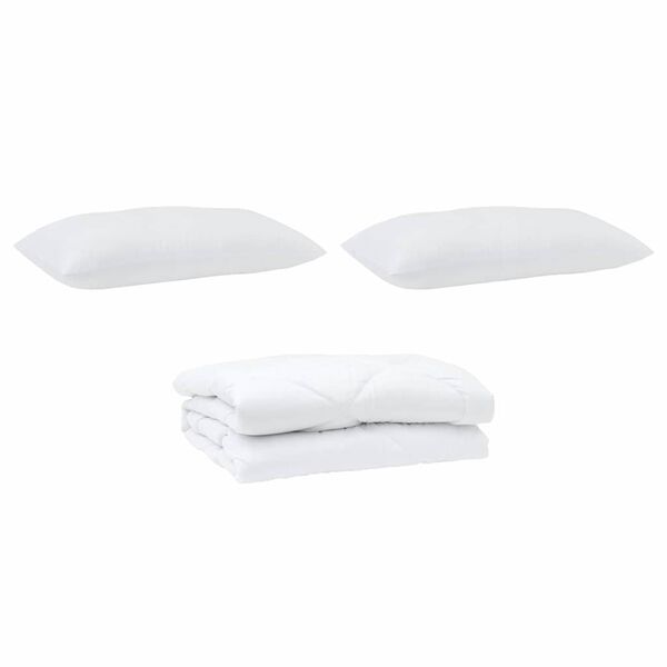 vidaXL Dyne med pute 3 pcs Hvit Mikrofiber