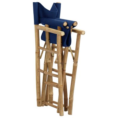 vidaXL Sammenleggbare regissørstoler 2 stk blå bambus og stoff