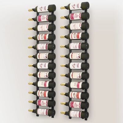vidaXL Veggmontert vinstativ for 12 flasker 2 stk svart jern