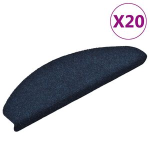 vidaXL Trappematter selvklebende 20 stk 65x21x4 cm marinebl&aring; halvrund store