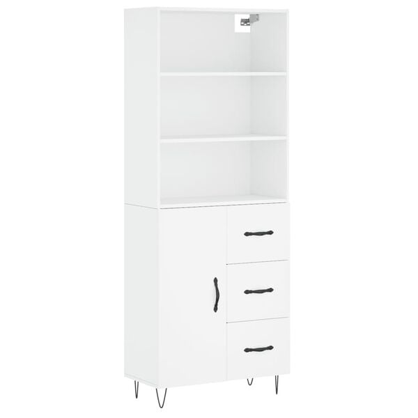 vidaXL Highboard hvit 69,5x34x180 cm konstruert tre