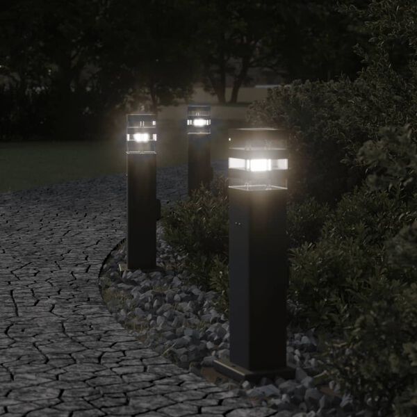 vidaXL Utend&oslash;rs gulvlamper med uttak 3 stk svart 50 cm aluminium