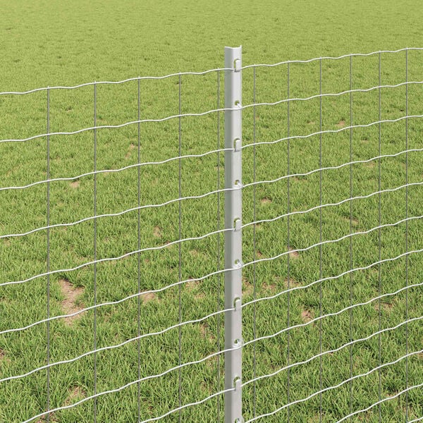 vidaXL Gjerdep&aring;le 5 pcs s&oslash;lv 100 cm St&aring;l