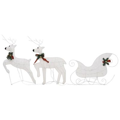 vidaXL Reinsdyr og slede julepynt 140 lysdioder utendørs hvit
