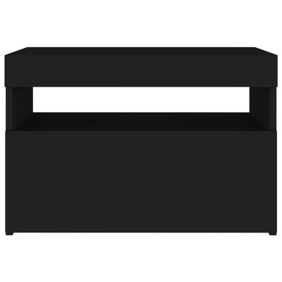 vidaXL Nattbord med LED-lys 2 stk svart 60x35x40 cm konstruert tre