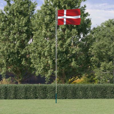 vidaXL Dansk flagg og stang 6,23 m aluminium