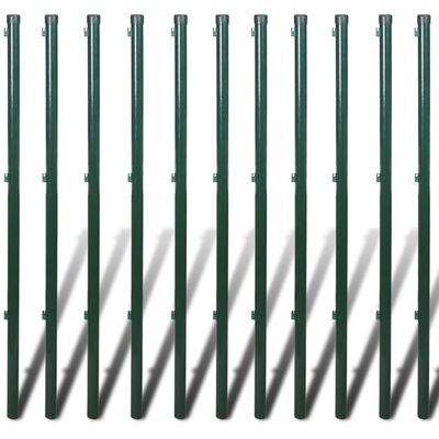 vidaXL Kjedegjerde med stolper stål 1,5x25 m grønn
