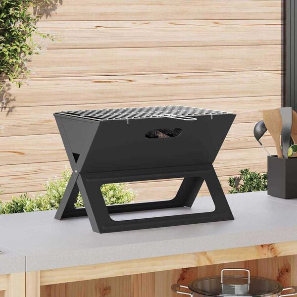 vidaXL Utendørs grill Svart 46 x 30 x 31 cm Stål