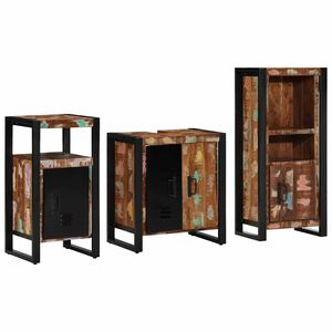 vidaXL Baderomsinnredningssett med skuff 3 pcs Massiv Reclaim Tre