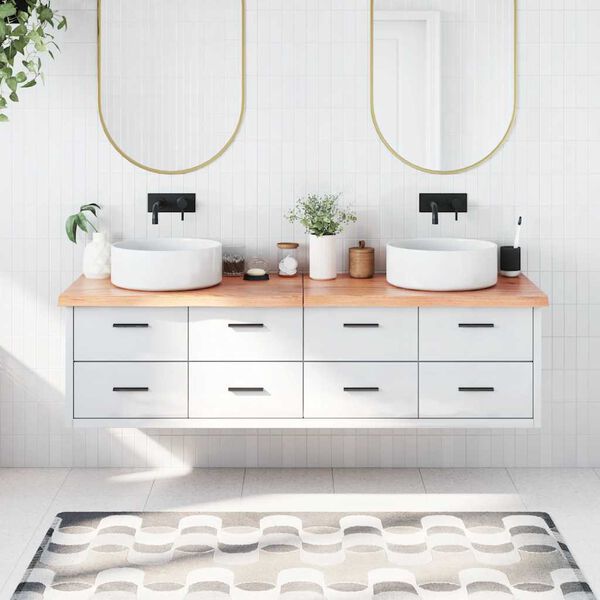 vidaXL Benkeplate til bad lysebrun 180x40x(2-4) cm behandlet heltre