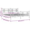 vidaXL Sengeramme i metall med hode- og fotgavl hvit 200x200 cm