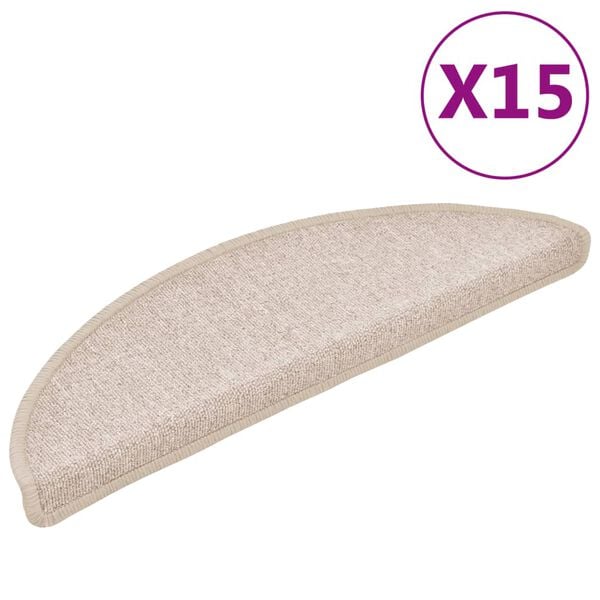 vidaXL Trappematter 15 stk 56x17x3 cm taupe halvrund