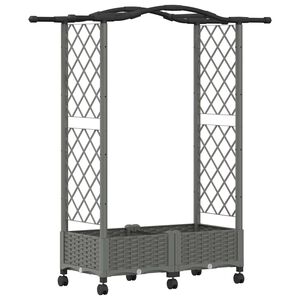 vidaXL Hevet Bed med Trellis og Tak Lysegr&aring; 124 x 40 x 129 cm PP