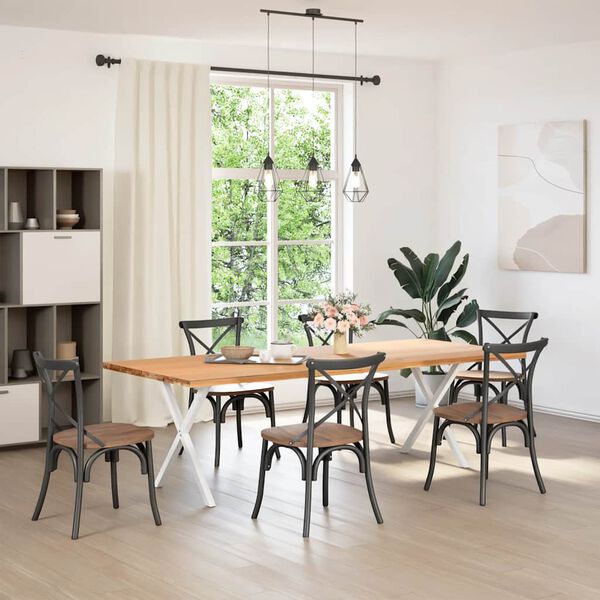 vidaXL Spisebordben X-formet 2 stk hvit 70 x (72-73) cm st&aring;l