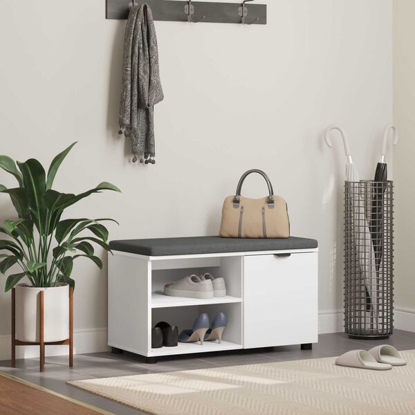 vidaXL Gangbenk med pute Ensfarget Hvit 80 x 38 x 46 cm