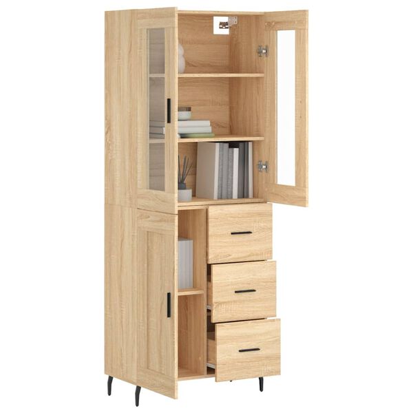 vidaXL Highboard sonoma eik 69,5x34x180 cm konstruert tre