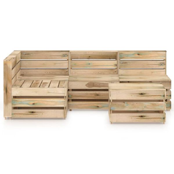 vidaXL Hagesofagruppe 5 deler impregnert furu gr&oslash;nn