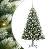 vidaXL Kunstig Hengslet Juletre med Flocket Sn&oslash; 150 LED-lys Varmhvit