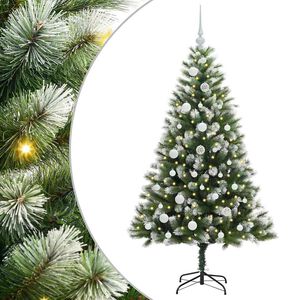 vidaXL Kunstig Hengslet Juletre med Flocket Sn&oslash; 150 LED-lys Varmhvit