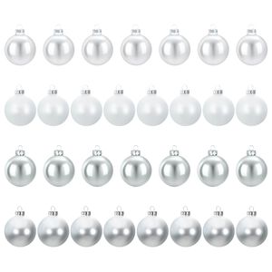 vidaXL Juleballsett 30 stk. s&oslash;lv og hvit 6 cm Polystyren