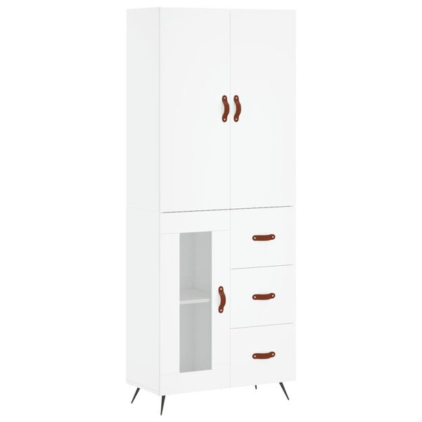 vidaXL Highboard hvit 69,5x34x180 cm konstruert tre