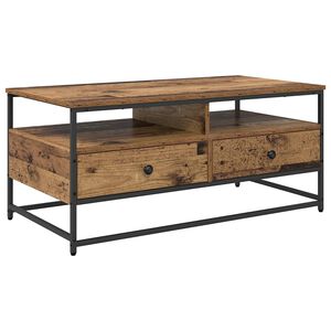vidaXL Kaffebord med skuff Gamle tre 100 x 51 x 45 cm Konstruert tre