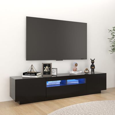vidaXL TV-benk med LED-lys svart 180x35x40 cm