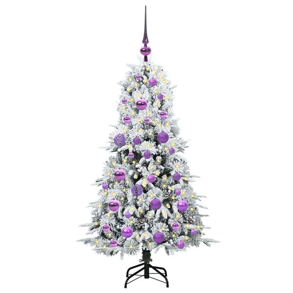 vidaXL Kunstig sammensatt juletre med 150 LED Hvit 120 cm PE og PVC