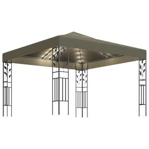 vidaXL Paviljong med LED-lysslynge 3x3 m gr&aring;brun
