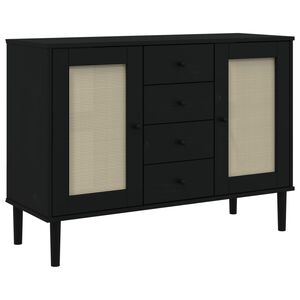 vidaXL Skjenk SENJA rotting utseende svart 112x40x80 cm heltre furu