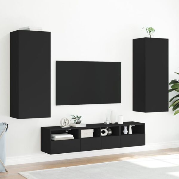 vidaXL Vegghengt TV-benk svart 40,5x30x102 cm konstruert tre