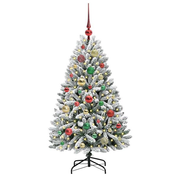 vidaXL Kunstig juletre med 150 LED Grønn og hvit 120 cm PVC og metall