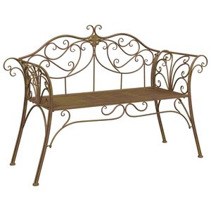 vidaXL Hagebenk 2-Antall seter 130 x 47 x 90 cm St&aring;l Antikk Brun