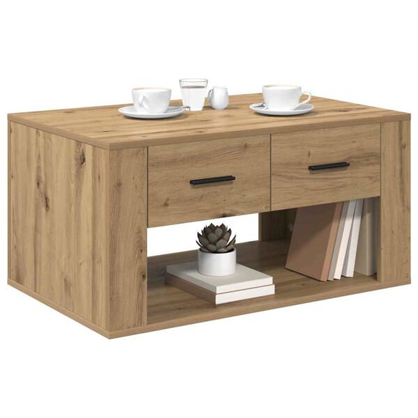 vidaXL Kaffebord med skuff Artisan Eik 80 x 50 x 40 cm Konstruert tre