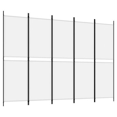 vidaXL Romdeler med 5 paneler hvit 250x180 cm stoff