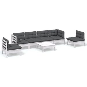 vidaXL Hagesofagruppe med puter 7 deler heltre furu