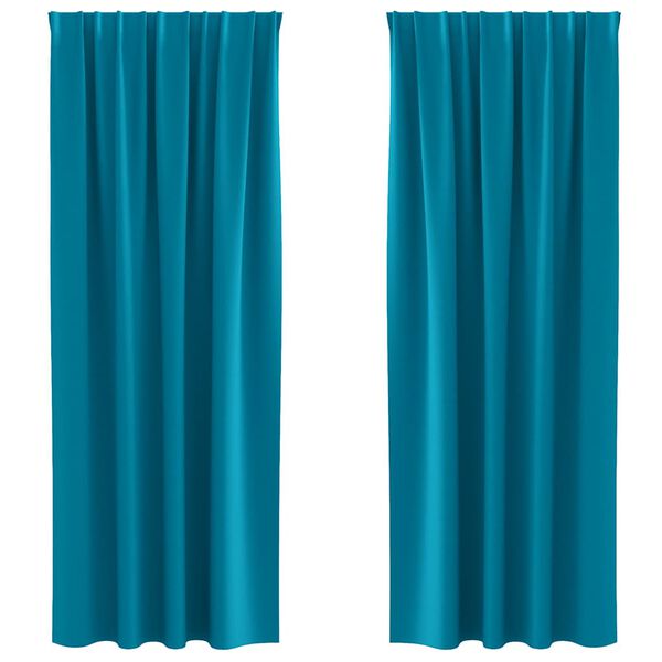 vidaXL M&oslash;rkleggende Gardiner med Ringer 2 pcs Turkis 245 x 140 cm