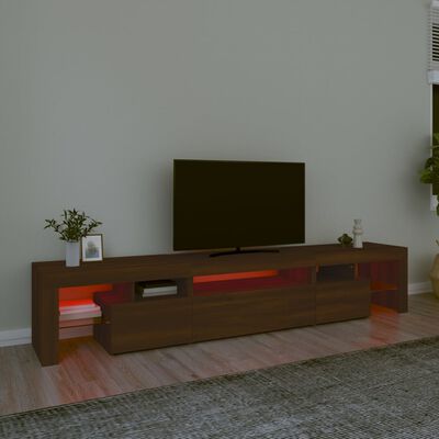 vidaXL TV-benk med LED-lys brun eik 215x36,5x40 cm