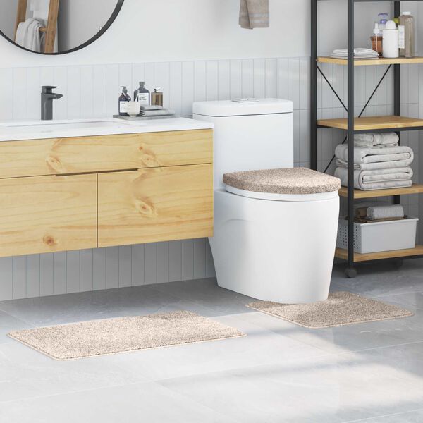 vidaXL Anti-skli baderomsmatte sett 3 pcs Krem PP